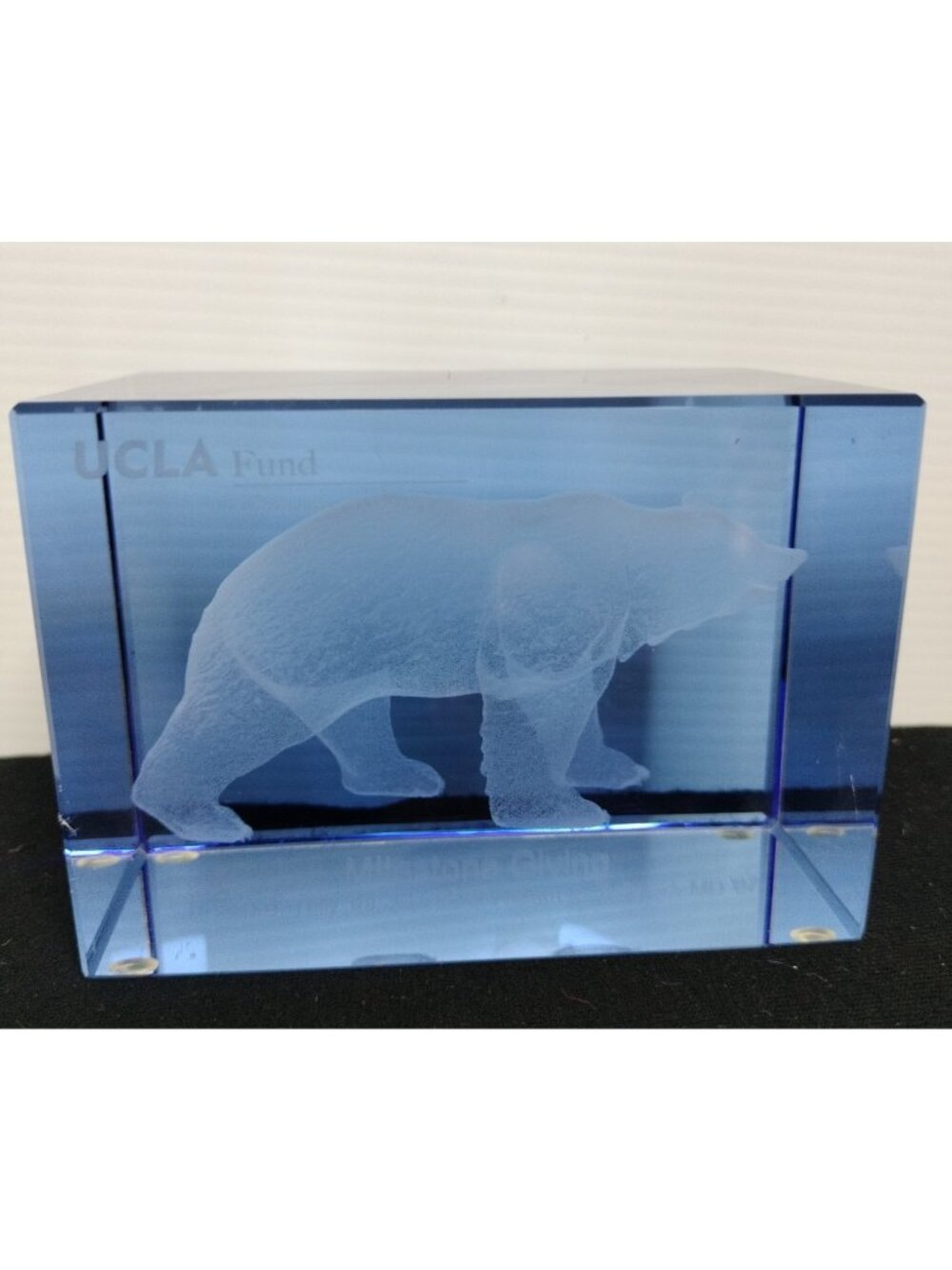 Crystal Decir Block With 3D Inner Image Grizzly Bear W/Etched UCLA Fund
